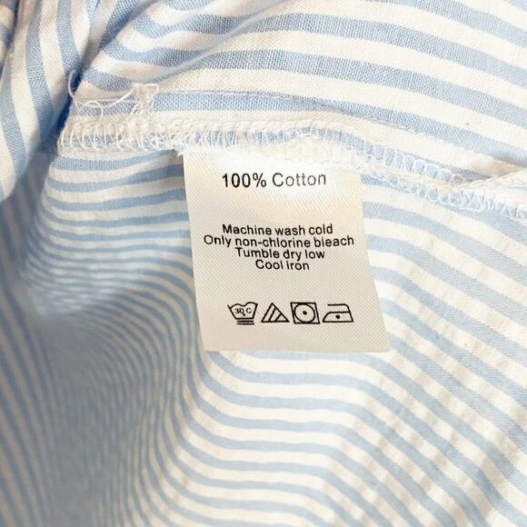 Duffield Lane Women’s Blue White Seersucker 3/4 Ruffle Sleeve Blouse Size Small - Picture 6 of 6